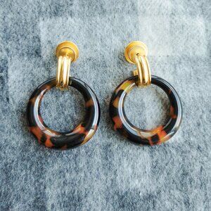 Julie Vos Madison Gold Tortoiseshell Doorknocker Earrings BRAND NEW